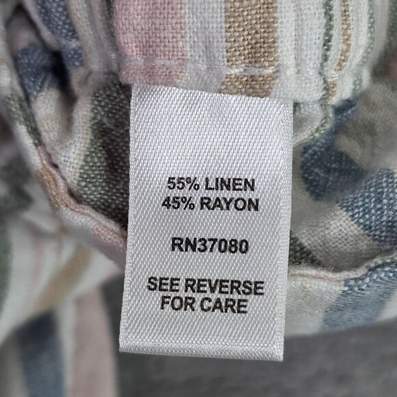 Womens Cato Multicolor Striped Linen Blend Pants Hi Rise Elastic Waist 14/16W - Picture 3 of 10